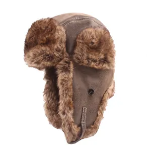 Cappello da Trapper Invernale Unisex in Pelle PU Ecopelliccia Cappello da Aviatore Antivento Caldo Ushanka Per Uomo Donna Sci
