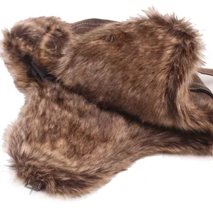 Cappello da aviatore invernale in finta pelle per uomo e donna con calda fodera in peluche