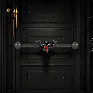 Barbell industriel gothique avec crâne de chauve-souris noir et zircon coeur rouge