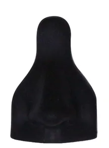 Detail of matte black silicone facial model showing smooth anatomical contours for medical use