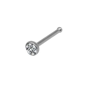 Piercing de nariz clásico de acero inoxidable con una circonita redonda transparente