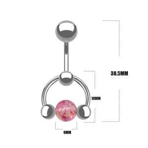 316L Edelstahl Bauchnabelpiercing Mit Kunststein Perle Gebogene Barbell Nabel Piercing Körperschmuck Für Damen