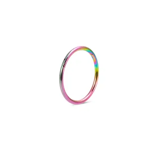Rainbow plated titanium clicker ring with hinged closure for piercing jewelry