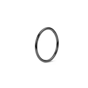 Close-up of matte black F136 titanium seamless hinged ring for nose or ear piercings