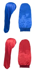 Close-up of elastic wide band and satin fabric texture on long sleep bonnets