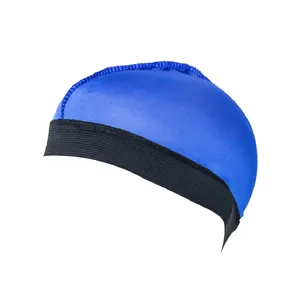 Cuffia wave blu reale effetto seta con fascia elastica nera per cura dei capelli uomo
