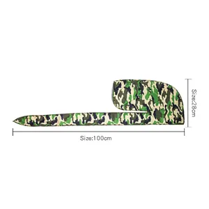 Silky camouflage durag headwrap measuring 100cm in length and 28cm in height