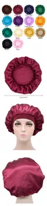 Bonnet de nuit en satin avec diamètre de 30 cm et 14 options de couleurs unies variées