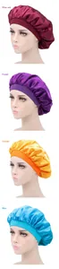 Collage de bonnets de nuit en satin élastique large en bordeaux, violet, orange et bleu