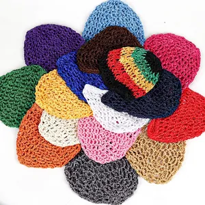 Handmade crochet snood hair net in multiple colors with hollow mesh knit design