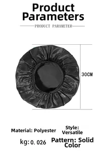 Elastic satin sleep cap specifications showing 30cm diameter and lightweight polyester fabric
