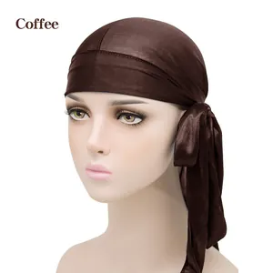 Coffee brown silky satin durag with long tail and premium smooth texture finish
