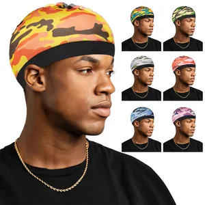 Durag in Raso Mimetico Copricapo per Uomo Donna Fascia Elastica Larga Cuffia Wave Accessori per Capelli Hip Hop