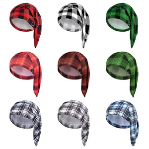 Set di durag classici a quadri con fibbia regolabile e consistenza setosa lucida
