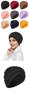 Detailansicht der gekreuzten Turban-Hut für Damen in neun verschiedenen Unifarben
