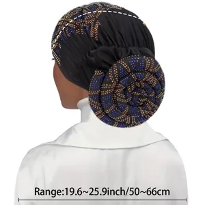 Turbant musulman élastique avec strass et motif donut, taille de tête 50-66 cm
