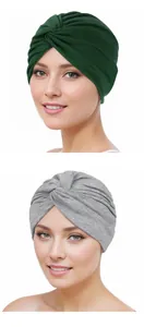 Close-up of the front twist knot detail and knit texture on the elastic turban hats