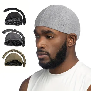 Men Women Satin Lined Beanie Hat And Braided Headband Turban Headwrap For Sleeping Hair Protection Ethnic Style Cap