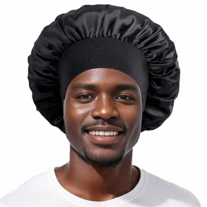 Elastisches Breites Band Satin Haube Für Damen Herren Schlafmütze Haarpflege Seidengefühl Nachtmütze Lockiges Haar Satin Mütze