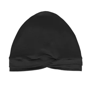 Klassischer schwarzer Turban-Hut mit Knotendesign für Damen aus elastischem Jersey