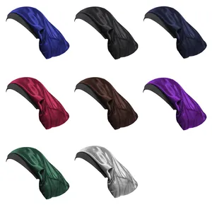 Men's silk satin long tail wave cap for long hair in eight assorted colors display