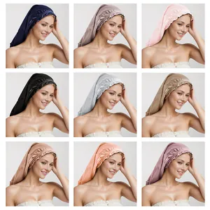 Elastic satin sleep bonnet for hair care in nine vibrant colors with smooth glossy finish