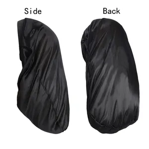 Men's black satin wave bonnet for long hair, showing side and back view angles