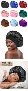 Detail showcasing variety of rhinestone satin sleep bonnets in 9 colors and fit range 56-62cm