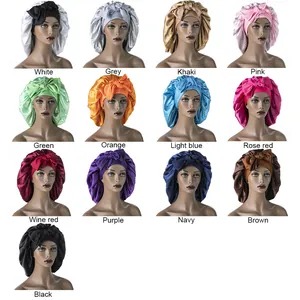 Cuffia da notte in raso di seta con fascia per capelli in 13 colori assortiti