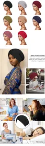 Soft ribbed cross turban for women showing eight color options and daily life usage scenarios