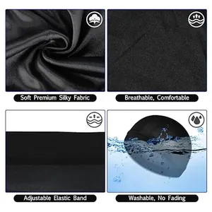 Kids silky wave dome cap in black with breathable fabric and adjustable elastic band