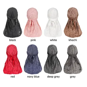 Herren Hip-Hop Durag Set in 8 Farben mit langem Schwanz und Distressed-Textur-Design