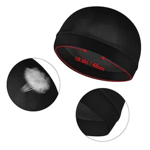 Kids breathable black silk wave dome cap with 18.9in high elasticity size measurement