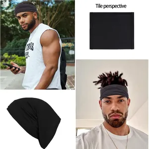Black high-elastic multipurpose seamless bandana and beanie for men and women