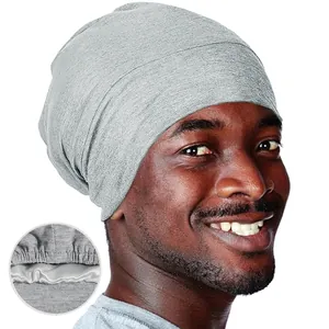 Women Double Layer Satin Lined Sleep Cap Elastic Hair Protection Bonnet Polyester Beanie For Curly Hair Slumber Night Cap