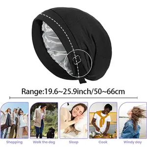 Verstellbare Beanie mit Satinfutter zur Haarpflege, passend für Kopfumfang 50-66 cm