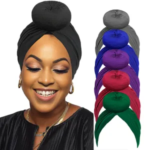 Cappello a Turbante Tinta Unita da Donna Con Nodo a Ciambella Copricapo Elastico di Moda Berretto Beanie Pieghettato per Accessori Quotidiani