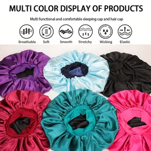 Set di cuffie da notte in raso a doppio strato in vari colori con elastico alto