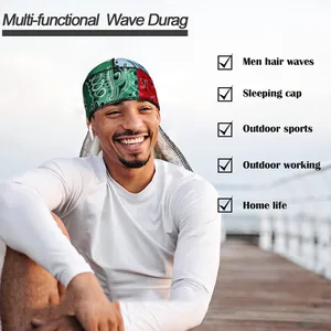 Durag de seda para hombre con patrón de cachemir colorido para cuidado del cabello y moda