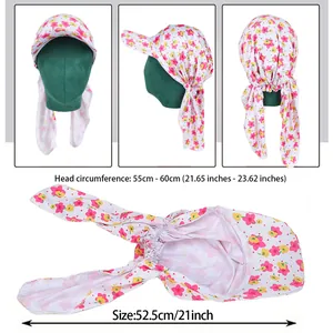 Women's floral print sun hat with neck protection for 55-60cm head circumference