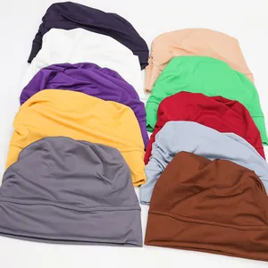 Elastic milk silk hijab caps for women in ten assorted colors for comfortable head covering