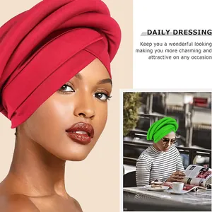 Twisted sponge turban hat for women in vibrant red and green stylish wrap design