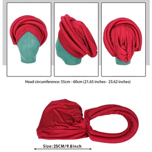 Red braided sponge turban for women with 3D twist design and ethnic fashion style