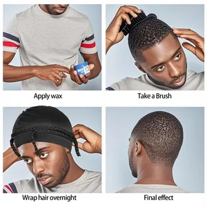 Men's silk durag set with hair wax and brush for wave styling and night hair care