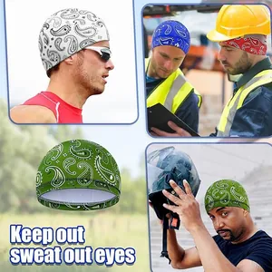 Elastic sweat-wicking paisley sport cap for cycling and outdoor helmet liner use