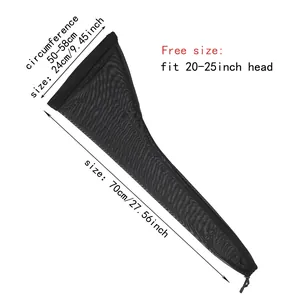 Adjustable black long mesh wig cap for dreadlocks with 70cm length and elastic drawstring