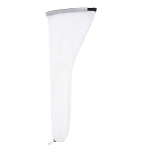 Detail of high-stretch white wig cap featuring breathable mesh and adjustable drawstring