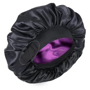 Verstellbare Satin Schlafhaube Für Damen Doppellagige Haarpflege Nachtmütze Mit Breitem Gummiband Zum Schlafen Schönheit