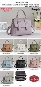 Detailed view of the handbag showing 25cm size dimensions and multi-color options