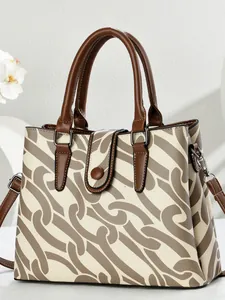 Women Fashion Printed Handbag Large Capacity PU Leather Tote Bag With Adjustable Shoulder Strap For Casual Travel Lady
